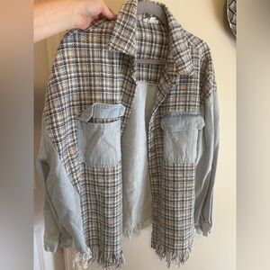 Pre Loved Plaid Women's Jacket with Denim Accents